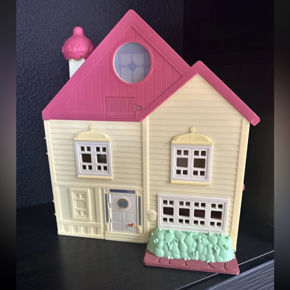 Pink and Cream Plastic Dollhouse Playset